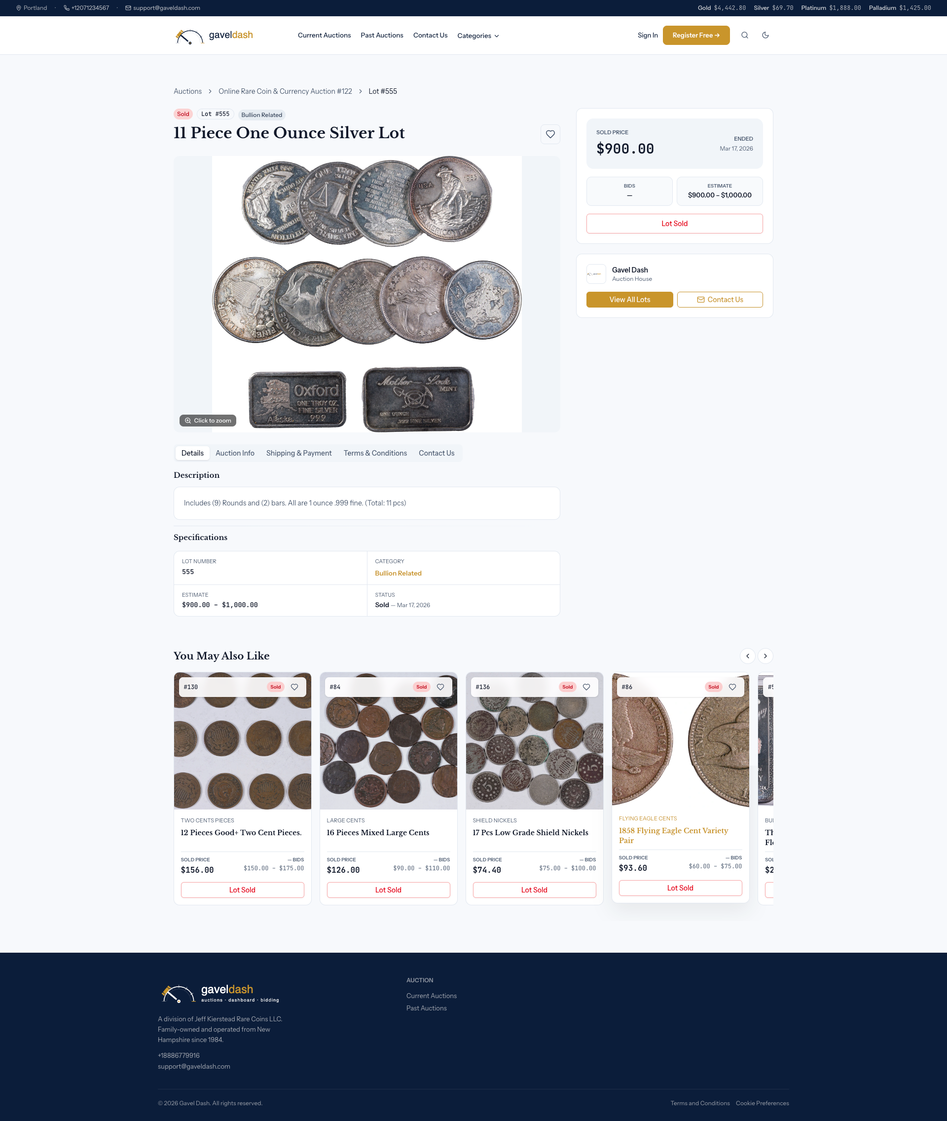 GavelDash buyer portal with won lots and invoices