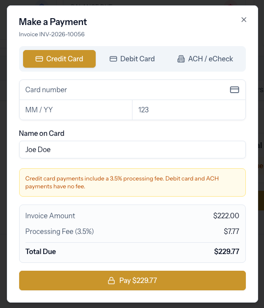 GavelDash secure invoice payment page